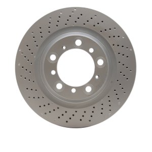 Porsche 718 Cayman Brake Rotor (1) - Left Rear - R1 Concepts - Drilled Carbon Alloy GeoMET - `16-`23